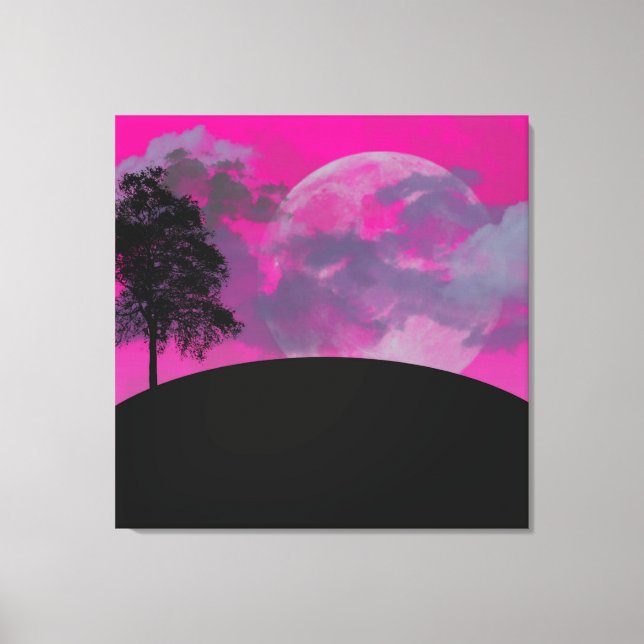 Abstrakt Crimson Moon Wrapped Canvas Print (Framsida)