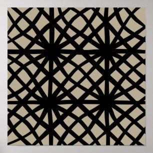 Abstrakt Criss Kor Linjer Black på Tan Print Poster