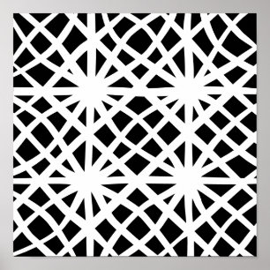 Abstrakt Criss Kor Linjer White on Black Print Poster