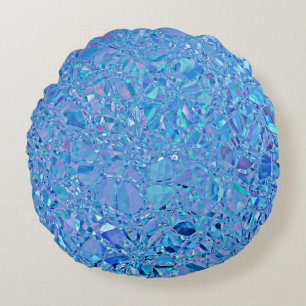 Abstrakt Crystal Turcos och Blue Rund Kudde