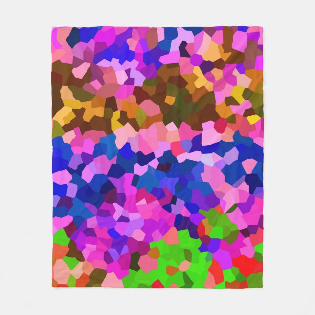 Abstrakt Crystaline Vibrant Mosaic Mönster Fleecefilt (Framsidan)