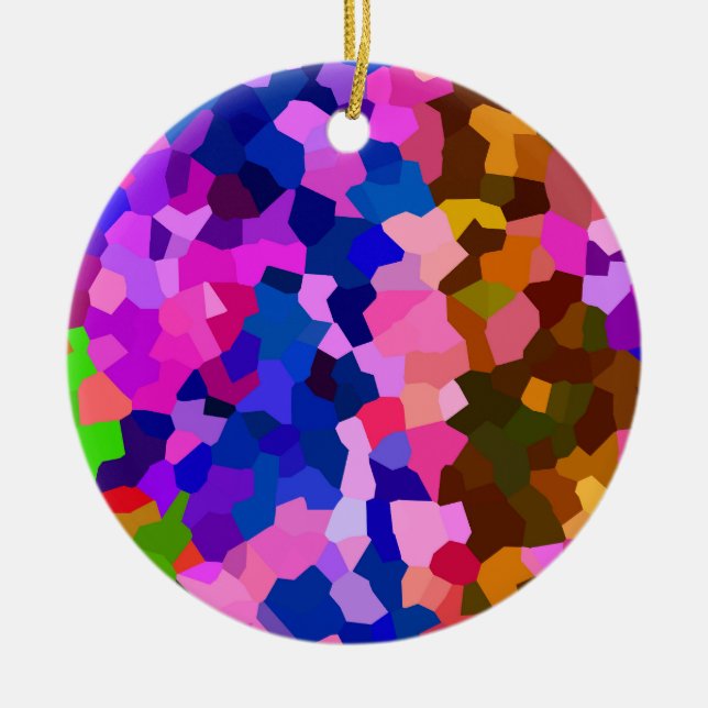 Abstrakt Crystaline Vibrant Mosaic Mönster Julgransprydnad Keramik (Framsidan)