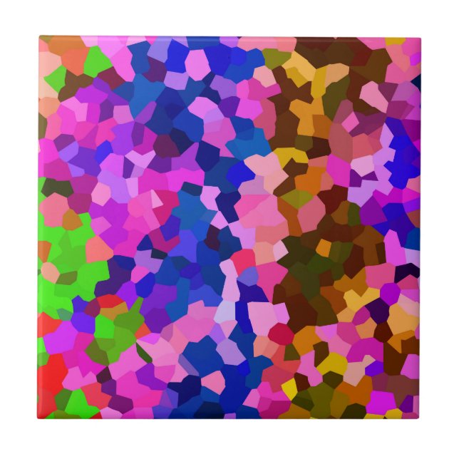 Abstrakt Crystaline Vibrant Mosaic Mönster Kakelplatta (Framsidan)