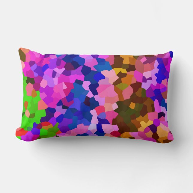 Abstrakt Crystaline Vibrant Mosaic Mönster Lumbarkudde (Framsida)