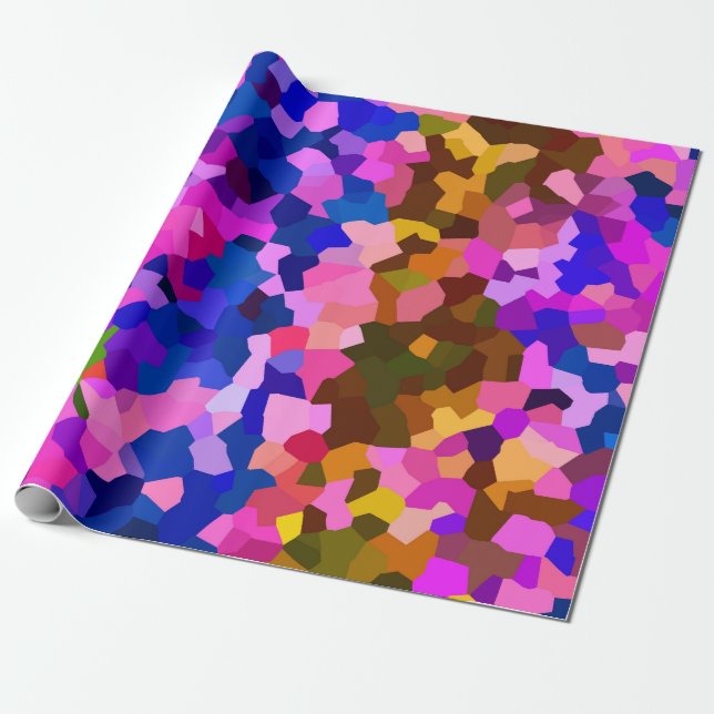 Abstrakt Crystaline Vibrant Mosaic Mönster Presentpapper (Utrullad)