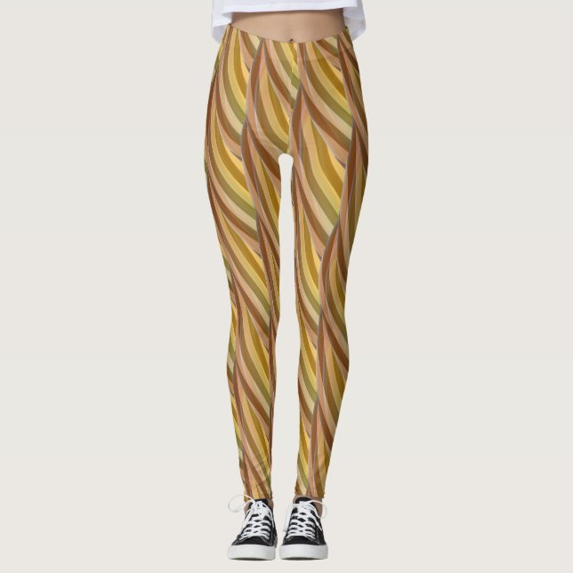 Abstrakt Curly Wave Mönster #2 Leggings (Framsida)