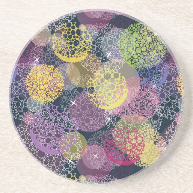 Abstrakt Cute Polka-punktcirkel Underlägg Sandsten (Framsidan)