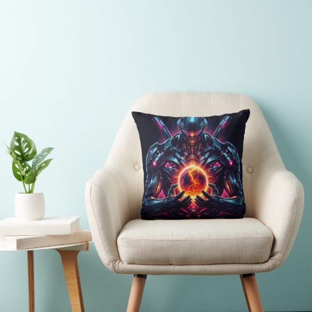 Abstrakt Cyber Kosmisk Guardian Futuristisk Robot Kudde (Stol)