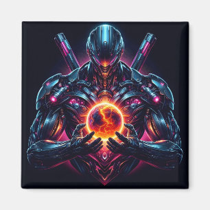Abstrakt Cyber Kosmisk Guardian Futuristisk Robot Magnet