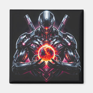 Abstrakt Cyber Kosmisk Guardian Futuristisk Robot Magnet