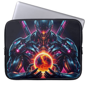 Abstrakt Cyberkosmisk Futuristisk Robotvakt Laptop Fodral