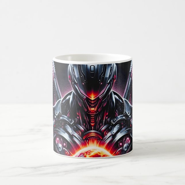 Abstrakt Cyberkosmisk Guardian Futuristisk Robot Kaffemugg (Center)
