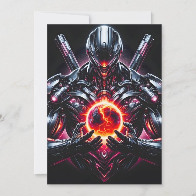 Abstrakt Cyberkosmisk Guardian Futuristisk Robot Meddelande (Framsida)