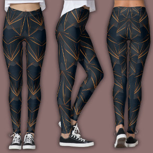 Abstrakt cybermönster Neon kopparglöd Leggings