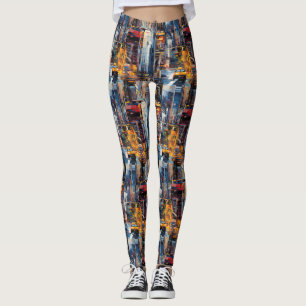 Abstrakt cyberpunk-stadssiluett (1) leggings
