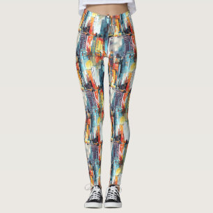 Abstrakt cyberpunk-stadssiluett (2) leggings
