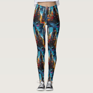 Abstrakt cyberpunk-stadssiluett (3) leggings