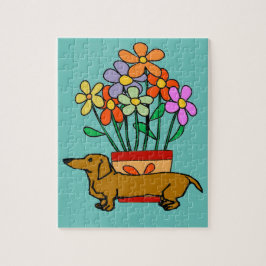 Abstrakt Dachshund Jigszle Puzzle Pussel