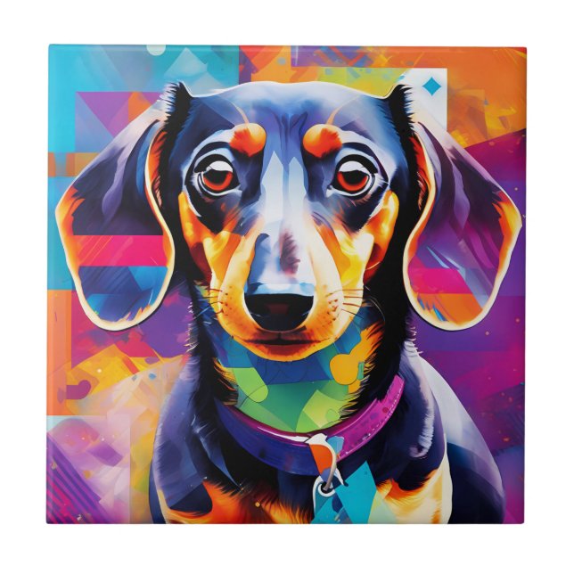 Abstrakt Dachshund Kakelplatta (Framsidan)