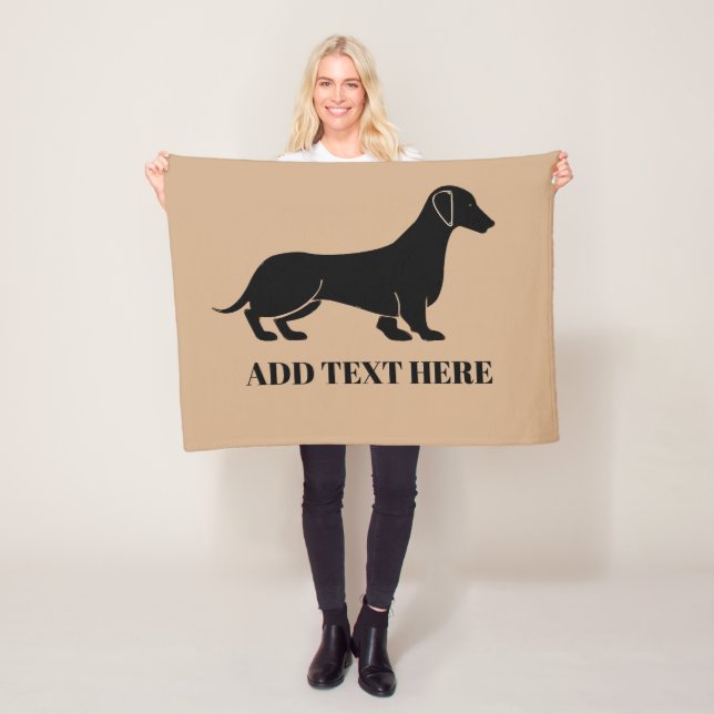 Abstrakt Dachshund, lägg till text Fleecefilt (På plats)