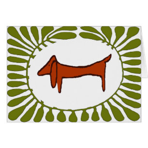 Abstrakt Dachshund Oval Lövs Hälsningskort