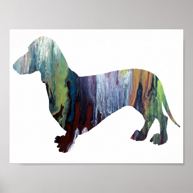 Abstrakt Dachshund Silhouette Poster (Framsidan)