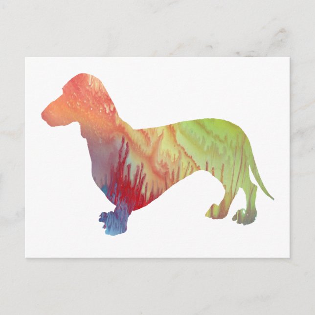 Abstrakt Dachshund Silhouette Vykort (Framsida)