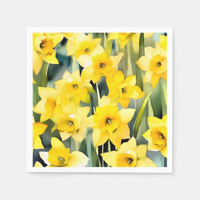 Abstrakt Daffodil Watercolor Pappersservett (Framsidan)