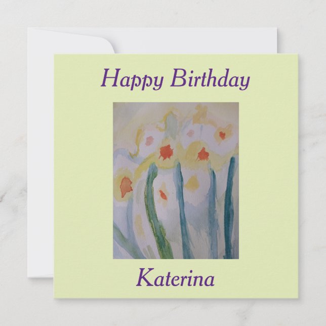 Abstrakt Daffodils Birthday Flat Kort (Framsida)