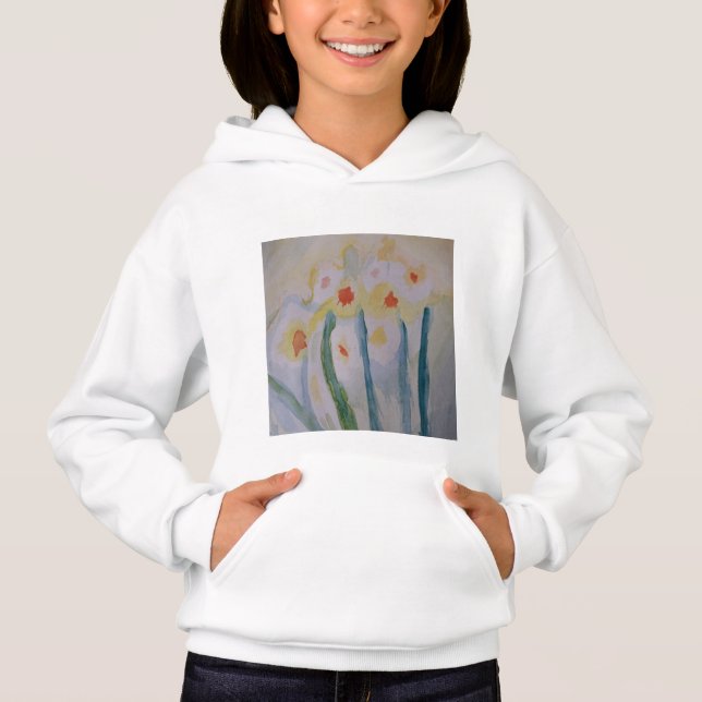 Abstrakt Daffodils Hoodie T Shirt (Framsida)