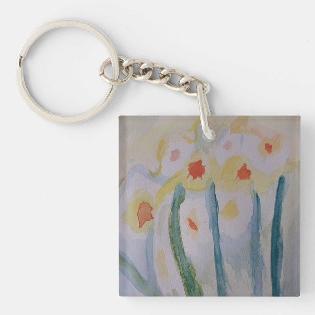 Abstrakt Daffodils Nyckelring (Framsidan)