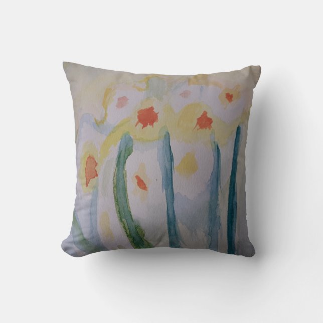 Abstrakt Daffodils Throw Cushion Kudde (Framsida)