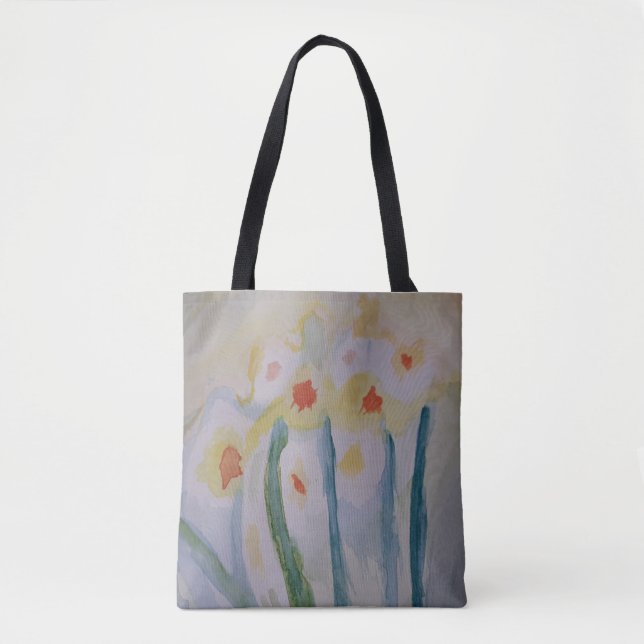 Abstrakt Daffodils Tote Bag Tygkasse (Framsida)