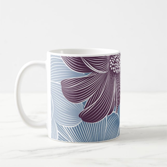 Abstrakt dahlia-blommor: blommigt sömlös. kaffemugg (Vänster)