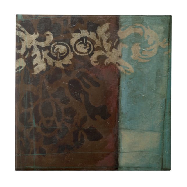 Abstrakt Damask Tapestry av Jennifer Goldberger Kakelplatta (Framsidan)