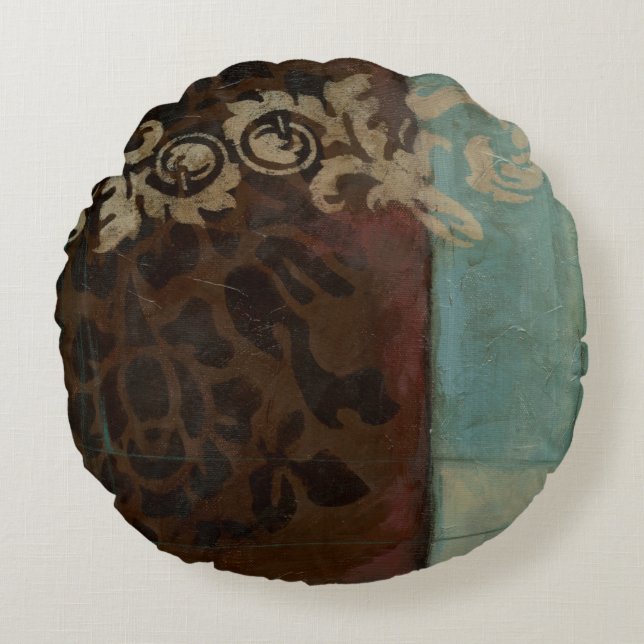 Abstrakt Damask Tapestry av Jennifer Goldberger Rund Kudde (Framsidan)