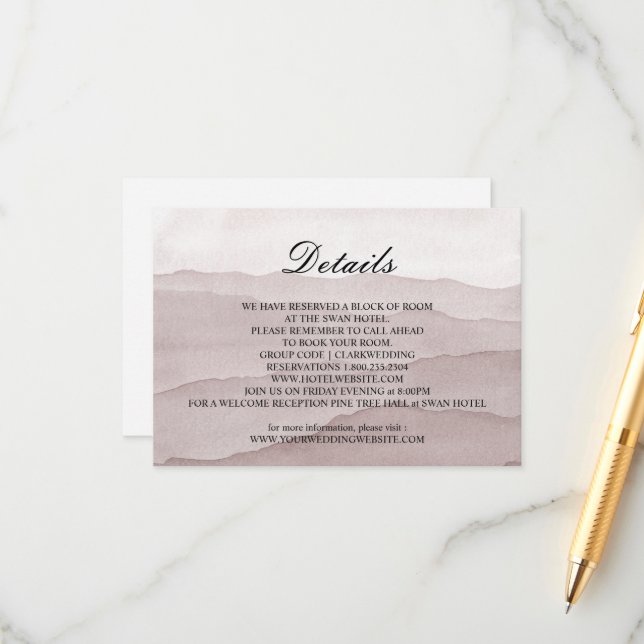 Abstrakt dammig rosaberg bröllop  tilläggskort (Fram/Back In Situ)