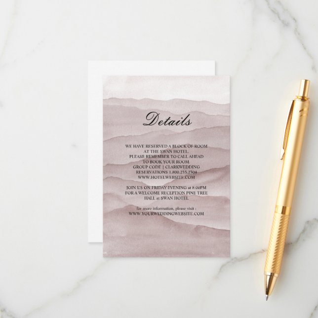 Abstrakt dammiga ro berg bröllop tilläggskort (Fram/Back In Situ)