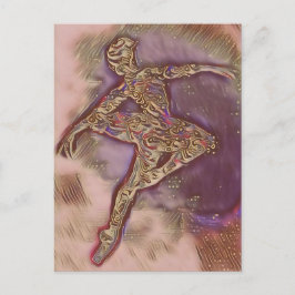 Abstrakt Danning Rosa och Guld Ballerina Card Vykort