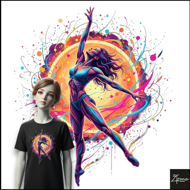 Abstrakt dansare Neonlinjer Dynamisk konst T Shirt (Skapare uppladdad)