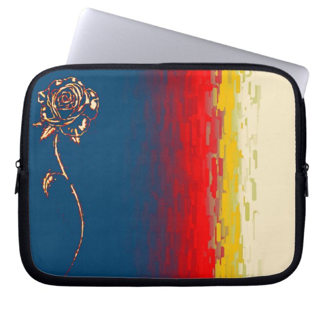 Abstrakt datorväska med ros laptop sleeve (Framsidan)