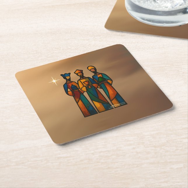 Abstrakt De Tre Visa Männen Underlägg Papper Kvadrat (Vinklad)