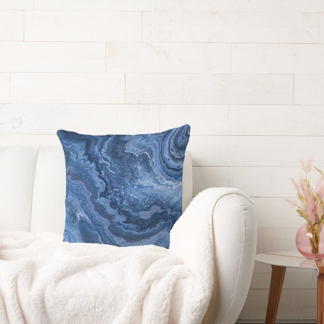 Abstrakt Deep Blue Marble Kudde (Soffa)