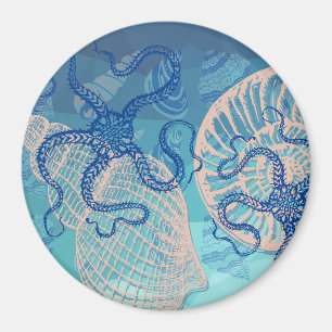 Abstrakt Deep Blue Sea Skriv ut 3-tums magnet