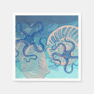 Abstrakt Deep Blue Sea Skriv ut Papper Cocktail Na Pappersservett
