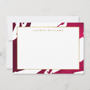 Abstrakt Deep Ruby Red Brushstrokes Flat Notecard Anteckningskort