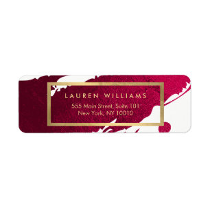 Abstrakt Deep Ruby Red Brushstrokes Returadress Etikett
