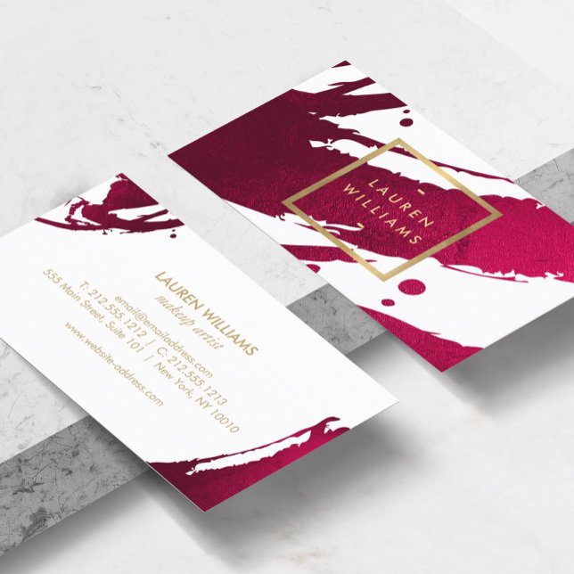 Abstrakt Deep Ruby Red Brushstrokes Visitkort (Skapare uppladdad)