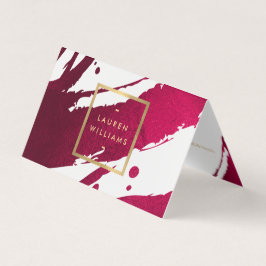 Abstrakt Deep Ruby Red Brushstrokes Visitkort