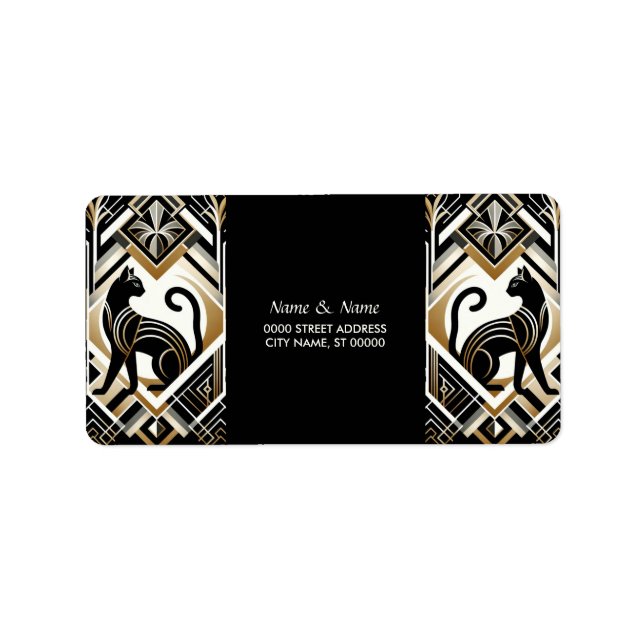 Abstrakt dekorativ kattadressetikett adressetikett (Framsidan)